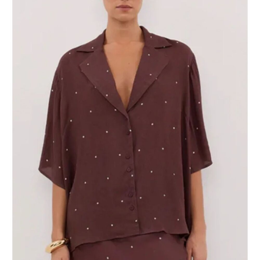 DISSH Melrose Dotted Button Down Blouse Sz 6